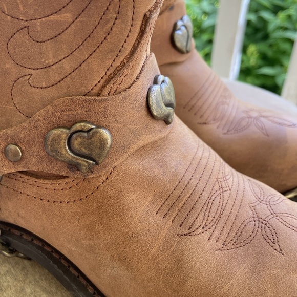 Masterson Boot Co Brown Leather Deertan Chain J Toe Western Boots Women's Size 6 - Picture 4 of 14